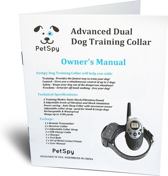 Petspy Collar Dual Dog Training Collars PetSpy Rechargeable And
