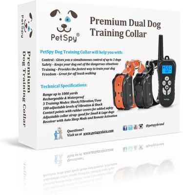 Show full view: PetSpy M919 Premium 1/2 Mile Range Remote Dog Training Collar, 2 collars slide 4 of 12