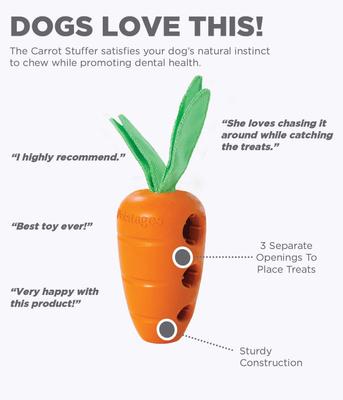 Show full view: Petstages Carrot Treat-Dispensing Interactive Dog Toy, Orange slide 4 of 8