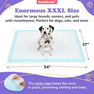 Show full view: PetsWorld 3X-Large Dog Training & Potty Pads, 37 x 54-in, Unscented, 100 count slide 3 of 8