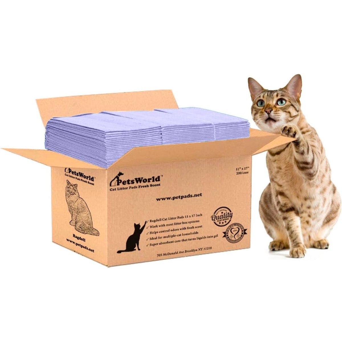 PetsWorld Unscented Cat Litter Pads for Litter Box Systems, 200 count