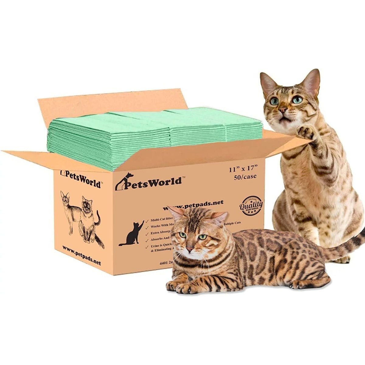 PetsWorld Litter Box Systems Fresh Scented Multi-Cat Absorbent Litter Box Pads, 50 count