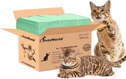 PetsWorld Litter Box Systems Unscented Multi-Cat Absorbent Litter Box Pads, 100 count