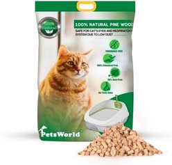 PetsWorld Odor Control Unscented Non-clumping Natural Pine Cat Litter, 22-lb box