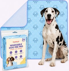 PetsWorld Washable Dog Potty Pads, Blue, 34 x 36-in, 24 count