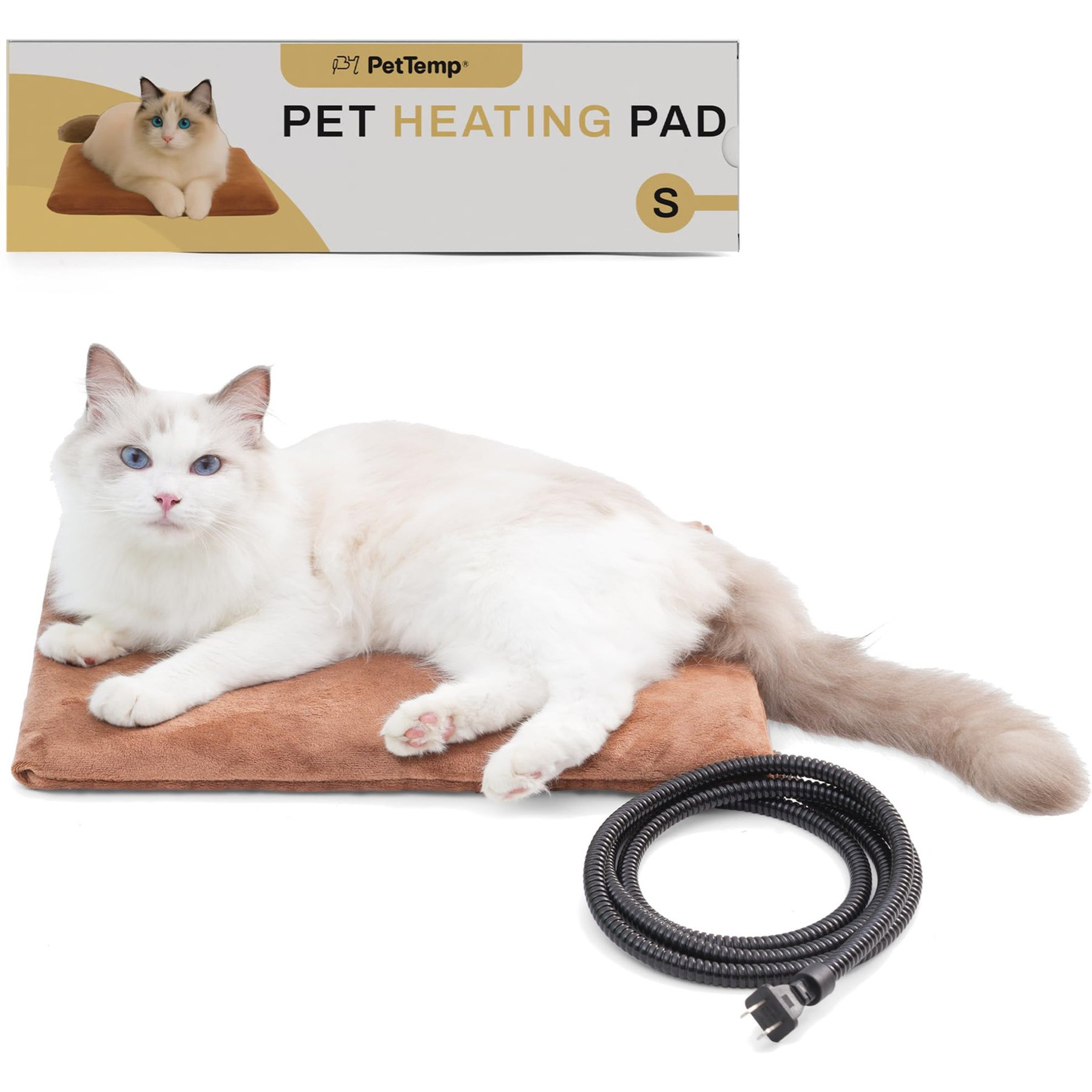 PetTemp Blanket Dog, Cat & Small Animal Heating Pad, Brown, Small