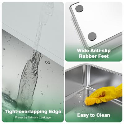 Show full view: Petterm Stainless Steel Cat Litter Box with Scoop & Mat, Black, X-Large slide 4 of 6