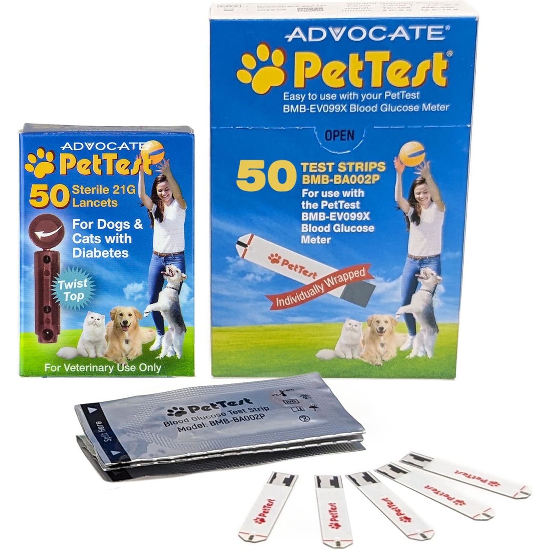 PetTest Advocate Twist Top Lancets, 50 count & PetTest Advocate Blood Glucose Test Strips, 50 count