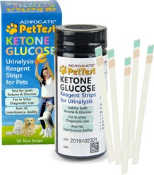 PetTest Ketone Glucose Test Strips for Dogs & Cats, 50 count