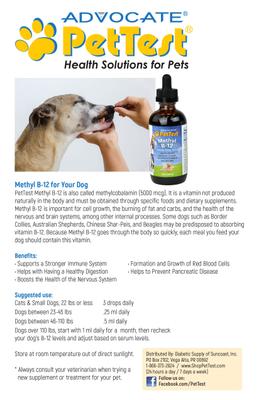 Show full view: PetTest Methyl B-12 Roasted Turkey Flavor Cat & Dog Oral Treatment Supplements, 4-fl oz bottle slide 3 of 3