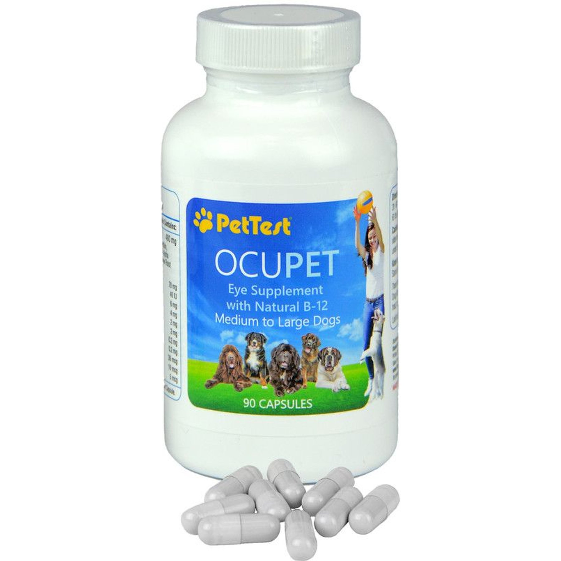 PetTest OcuPet Eye Support Natural B-12 Medium to Large Breed Supplement for Dogs & Cats, 90 count