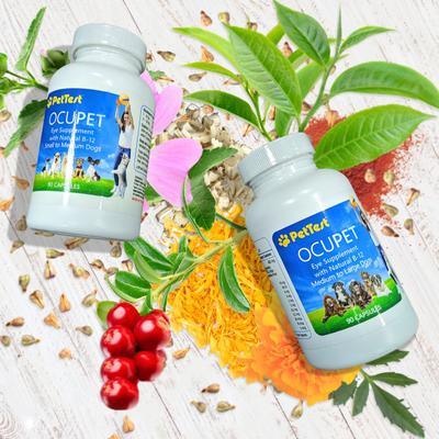 Show full view: PetTest OcuPet Eye Support Natural B-12 Medium to Large Breed Supplement for Dogs & Cats, 90 count slide 3 of 4