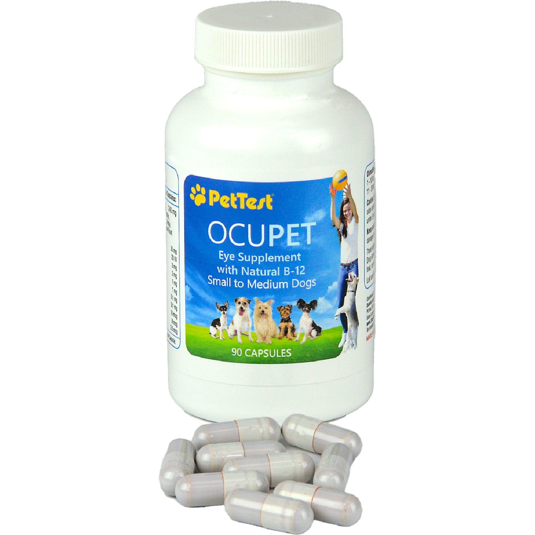 PetTest OcuPet Eye Support Natural B-12 Small to Medium Breed Supplement for Dogs & Cats, 90 count