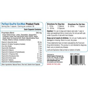 PetTest OcuPet Eye Support Natural B-12 Small to Medium Breed Supplement for Dogs & Cats, 90 count