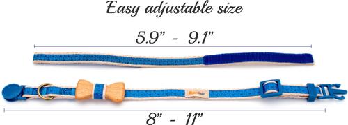 Show full view: Pettsie Bow Tie Cotton Breakaway Cat Collar with Friendship Bracelet, Blue, 8 to 11-in neck, 3/8-in wide slide 5 of 7