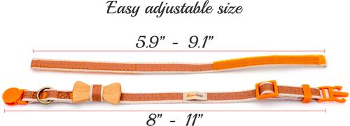 Show full view: Pettsie Bow Tie Cotton Breakaway Cat Collar with Friendship Bracelet, Orange, 8 to 11-in neck, 3/8-in wide slide 5 of 7