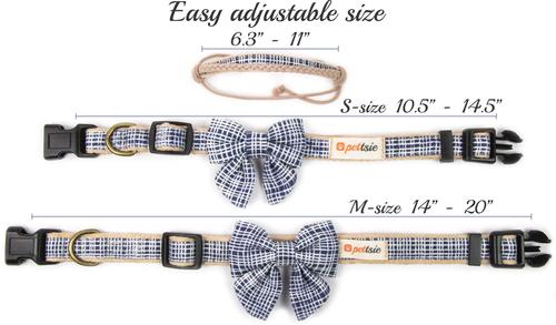 Show full view: Pettsie Cotton Bow Tie Standard Dog Collar, Blue, Medium slide 6 of 8
