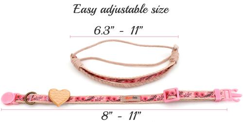 Show full view: Pettsie Heart Cotton Breakaway Cat Collar with Friendship Bracelet, Pink, 8 to 11-in neck, 3/8-in wide slide 6 of 8