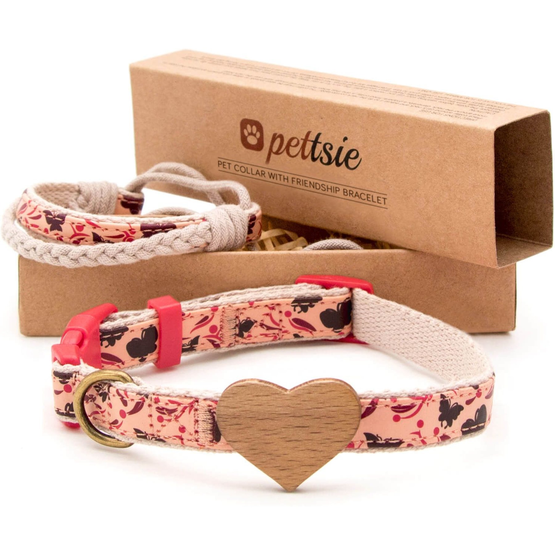 Pettsie Heart Dog Collar, Red, Small