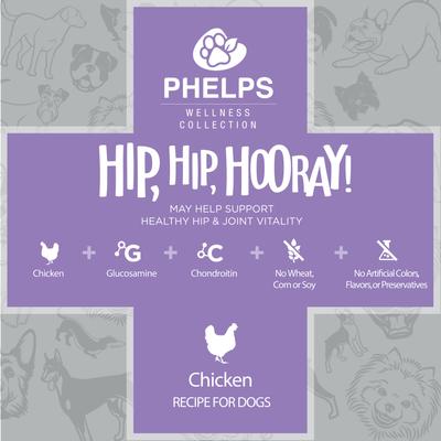 Show full view: Phelps Wellness Collection Hip, Hip Hooray! Chicken Recipe Dog Treats, 4.5-oz bag slide 6 of 6