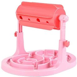 Piggy Poo and Crew Adjustable Height Slow Feeder Pet Bowl, Pink