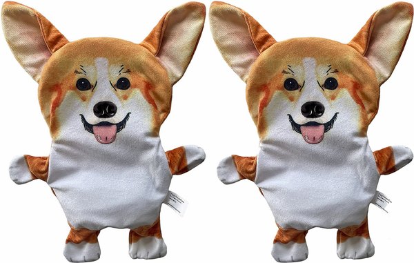 Piggy Poo and Crew Corgi Paper Crinkle Squeaker Toy, 2 count