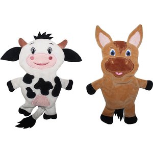 Piggy Poo and Crew Cow & Horse Paper Crinkle Squeaker Toy, 2 count