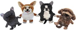 Piggy Poo and Crew Dog Crinkle Squeaker Toy Set, 4 count