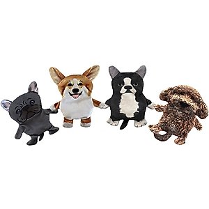 Piggy Poo and Crew Dog Crinkle Squeaker Toy Set, 4 count