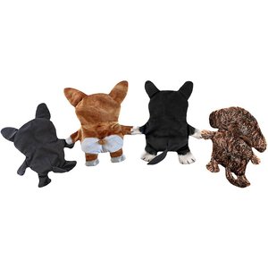 Piggy Poo and Crew Dog Crinkle Squeaker Toy Set, 4 count