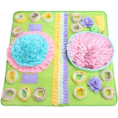 Piggy Poo and Crew Piggy Poo and Crew Double Bowl Snuffle Mat with Treat Ball & Paper Crinkle Squeakers Farm Toy, Large