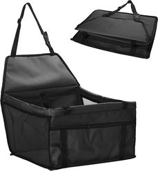 Piggy Poo and Crew Pet Safety Car Seat with Clip On Safety Leash & Support Bars, Black