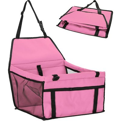 Piggy Poo and Crew Piggy Poo and Crew Pet Safety Car Seat with Clip On Safety Leash & Support Bars, Pink
