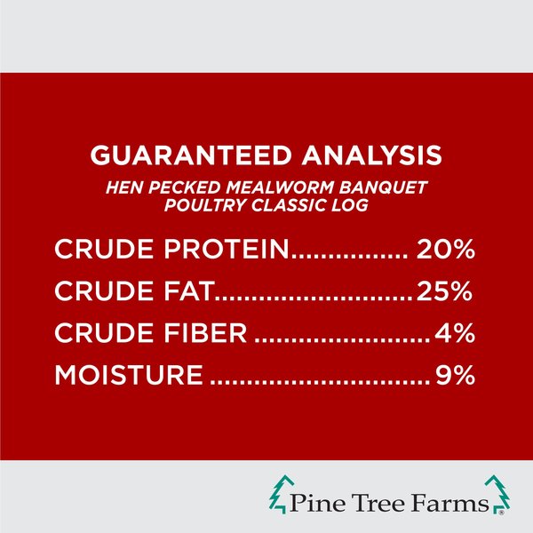 Pine Tree Farms Hen Pecked Mealworm Banquet Classic Hanging Seed Log Chicken Treats, 28-oz tub