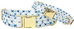 Pink Papyrus Blue White Polyester Dog Collar, Large: 18 to 28-in neck 1-in wide