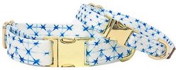 Pink Papyrus Blue White Polyester Dog Collar, Medium: 13 to 19-in neck 1-in wide
