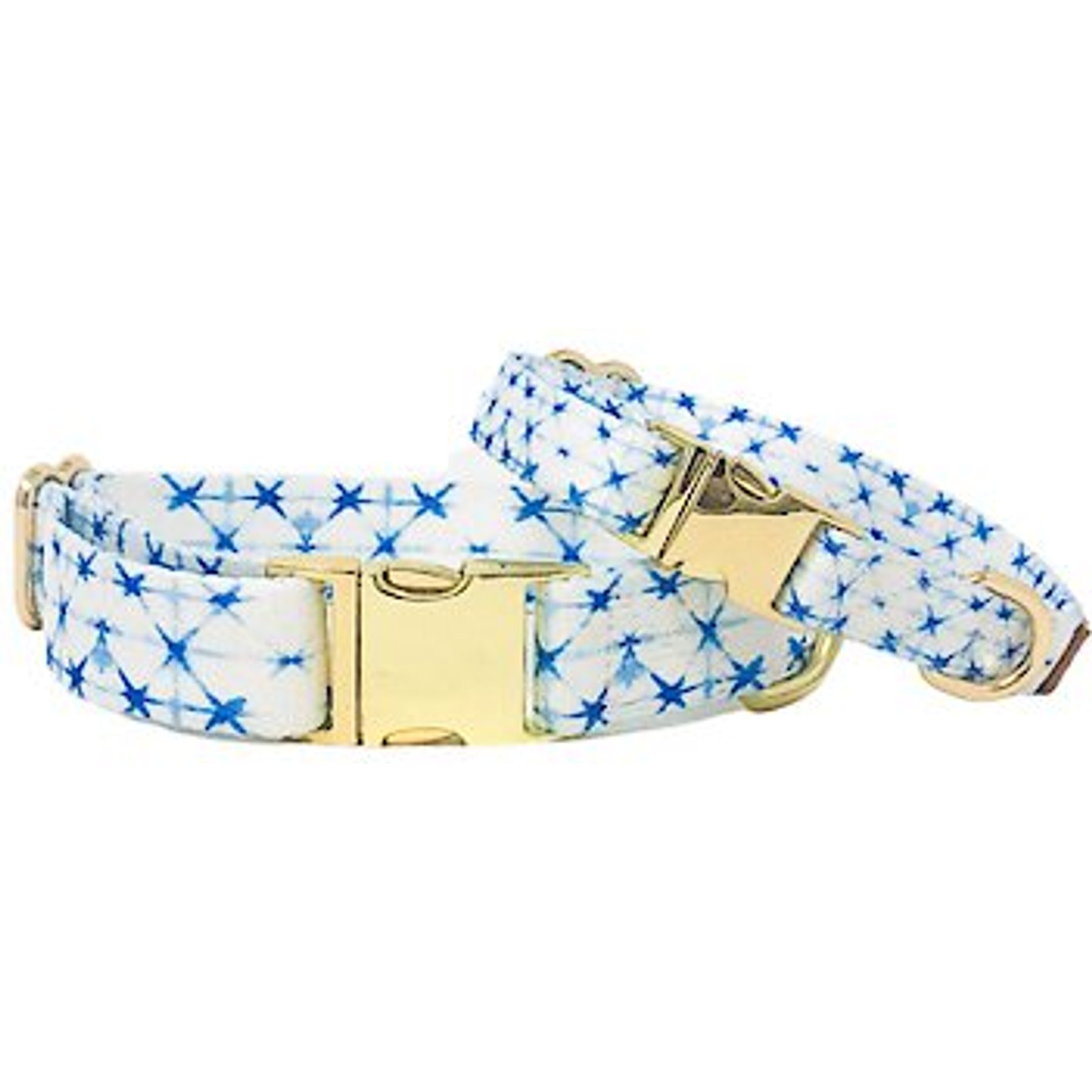 Pink Papyrus Blue White Polyester Dog Collar, Medium: 13 to 19-in neck 1-in wide