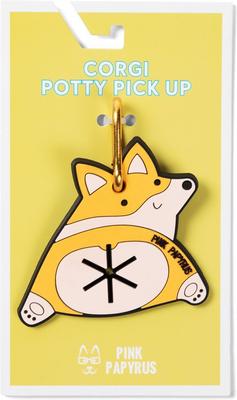 Show full view: Pink Papyrus Corgi Potty Pick Up Dog Poop Bag Holder slide 1 of 6