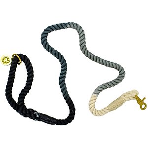 Pink Papyrus Cotton Rope Dog Leash, Black Ombre, 6-ft long, 1/2-in wide