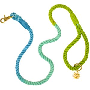 Pink Papyrus Cotton Rope Dog Leash, Blue Green Ombre, 4-ft long, 1/2-in wide