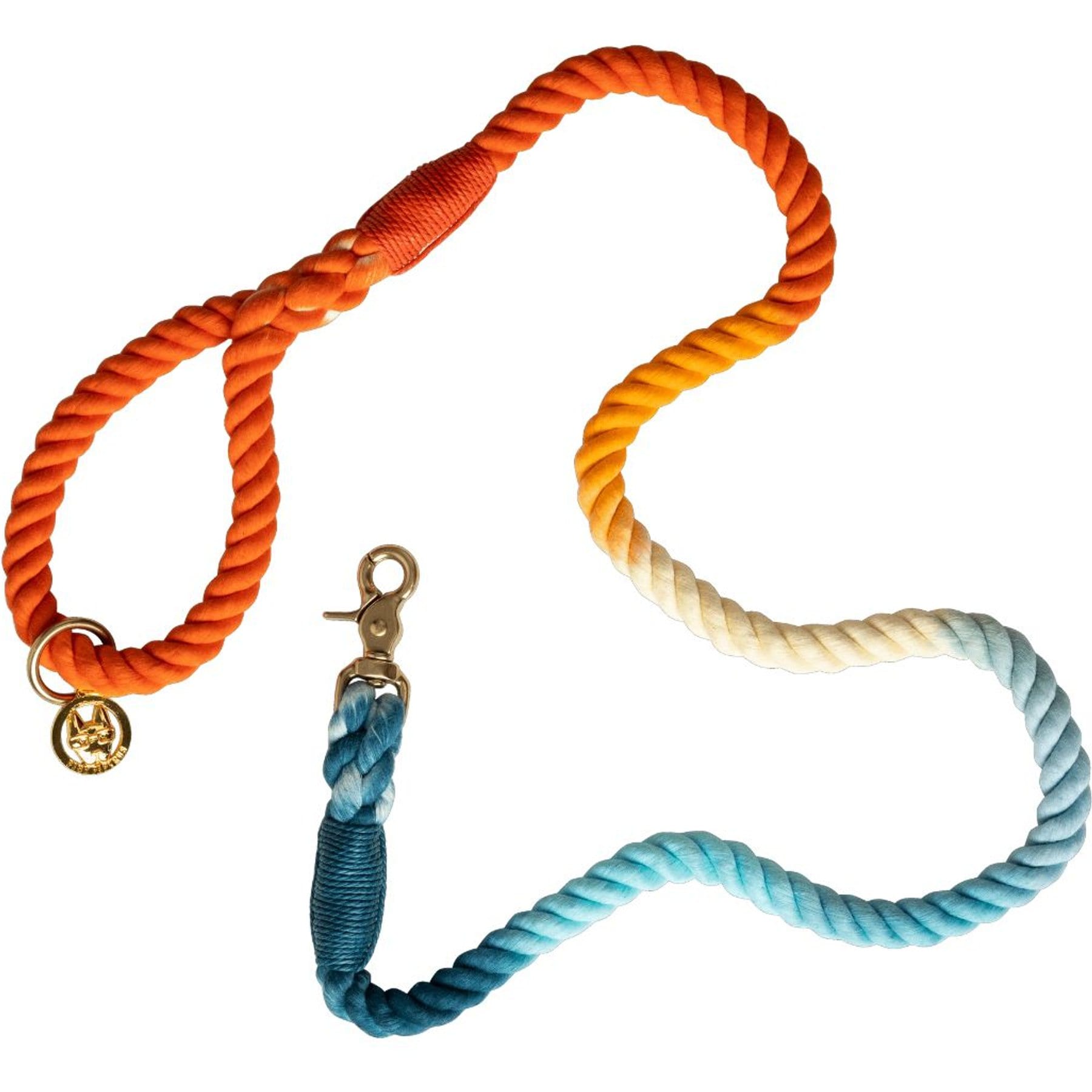 Pink Papyrus Cotton Rope Dog Leash, Orange Ombre, 6-ft long, 1/2-in wide