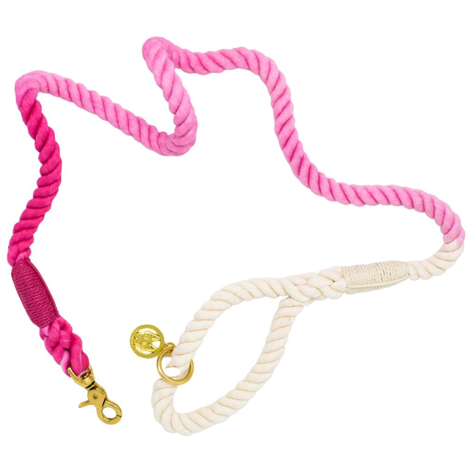 Pink Papyrus Cotton Rope Dog Leash, Pink Ombre, 6-ft long, 1/2-in wide