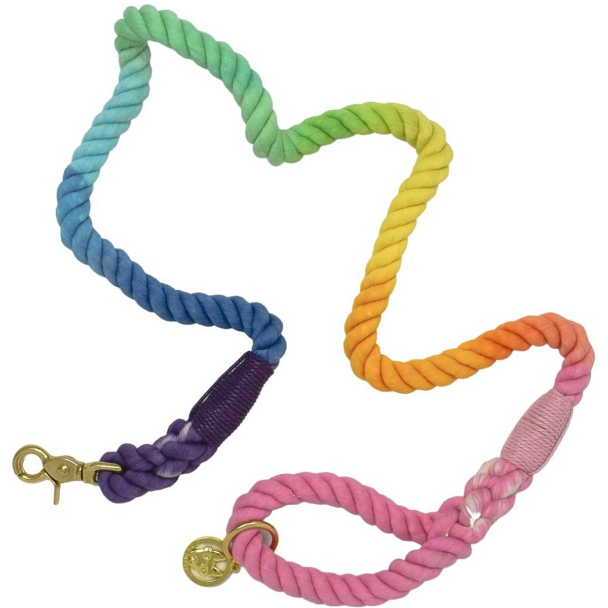 Pink Papyrus Cotton Rope Dog Leash, Rainbow, 4-ft long, 1/2-in wide