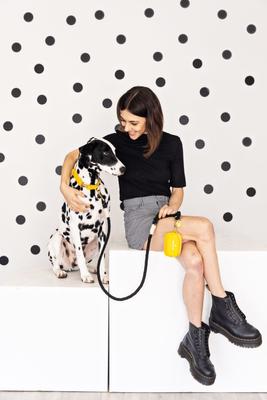 Show full view: Pink Papyrus Dog Poop Bag Dispenser & Treat Pouch, Yellow slide 7 of 10