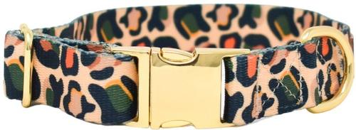 Show full view: Pink Papyrus Leopard Synthetic Dog Collar, Medium: 13 to 19-in neck 1-in wide slide 2 of 8