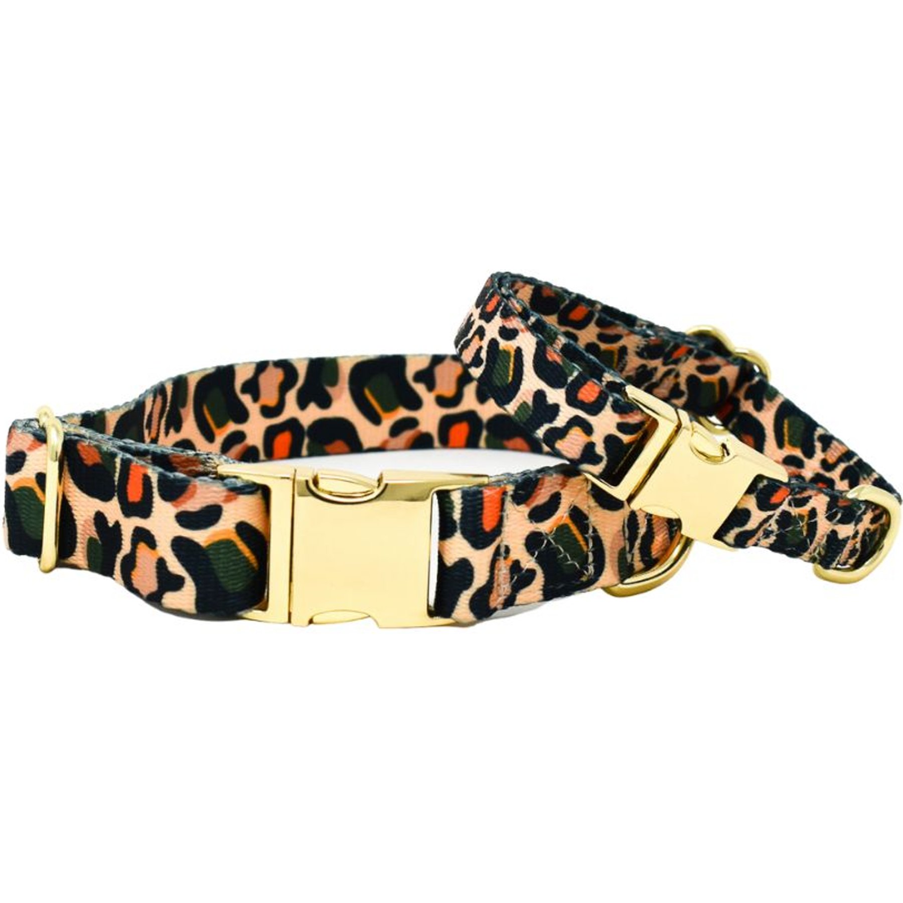 Pink Papyrus Leopard Synthetic Dog Collar, Small: 11 to 16-in neck 5/8-in wide