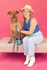 Pink Papyrus Navy Floral Polyester Dog Leash, 4-ft long 1-in wide slide 2 of 4