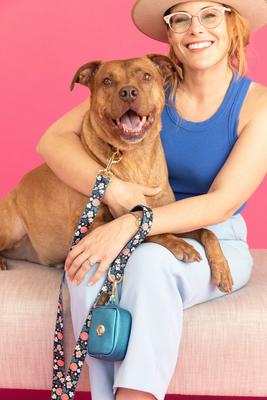 Show full view: Pink Papyrus Navy Floral Polyester Dog Leash, 4-ft long 1-in wide slide 3 of 5