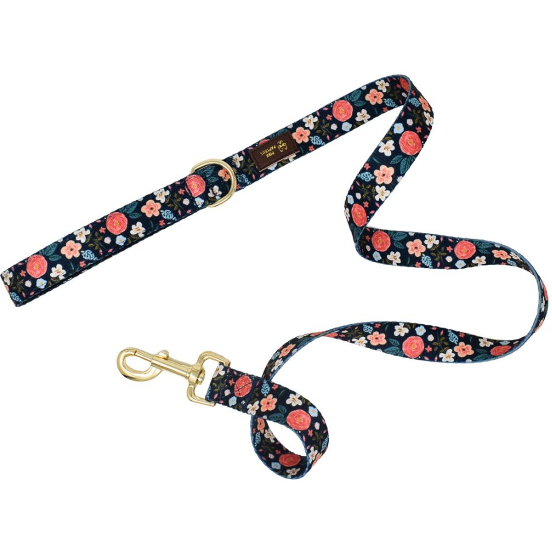 Pink Papyrus Navy Floral Polyester Dog Leash, 6-ft long 1-in wide