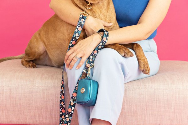 Pink Papyrus Navy Floral Polyester Dog Leash